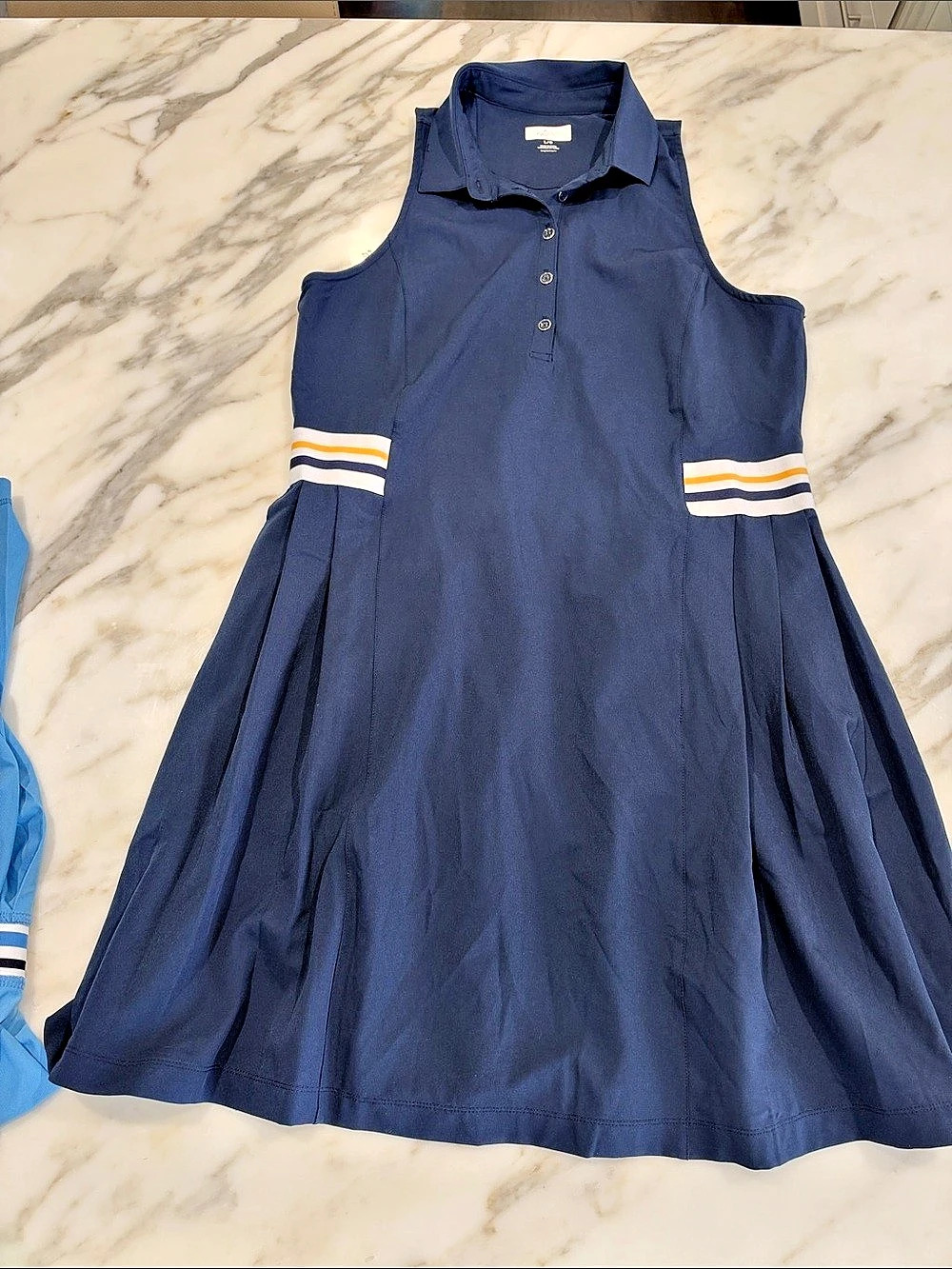 Greg Norman women’s Striped Pleated golf Mini Dress in Blue Large Like New